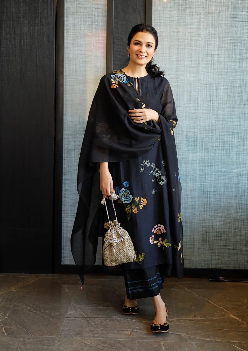 Women Black Embroidered Designer Image