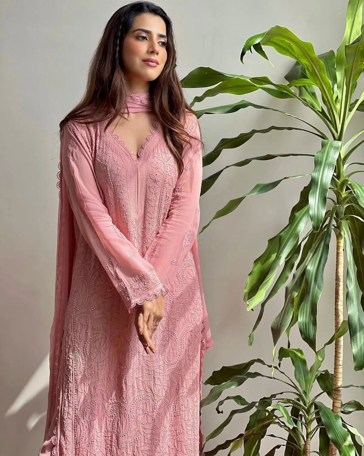 Women Pink Embroidered Party Image