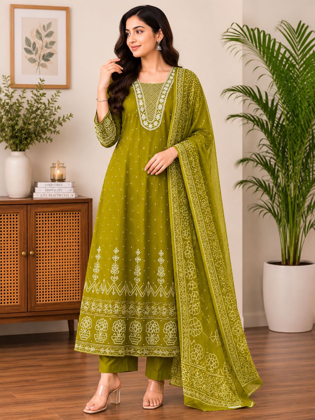 Ethnic Embroidered Cotton Anarkali Image