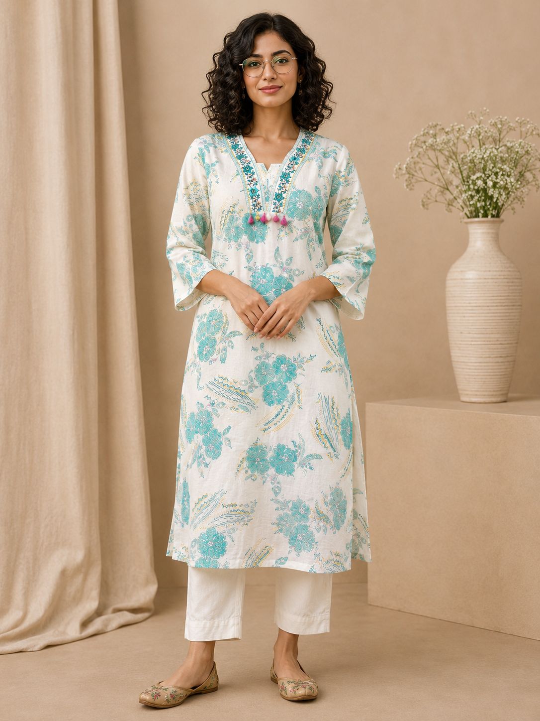 Mira Turquoise Floral Print Image