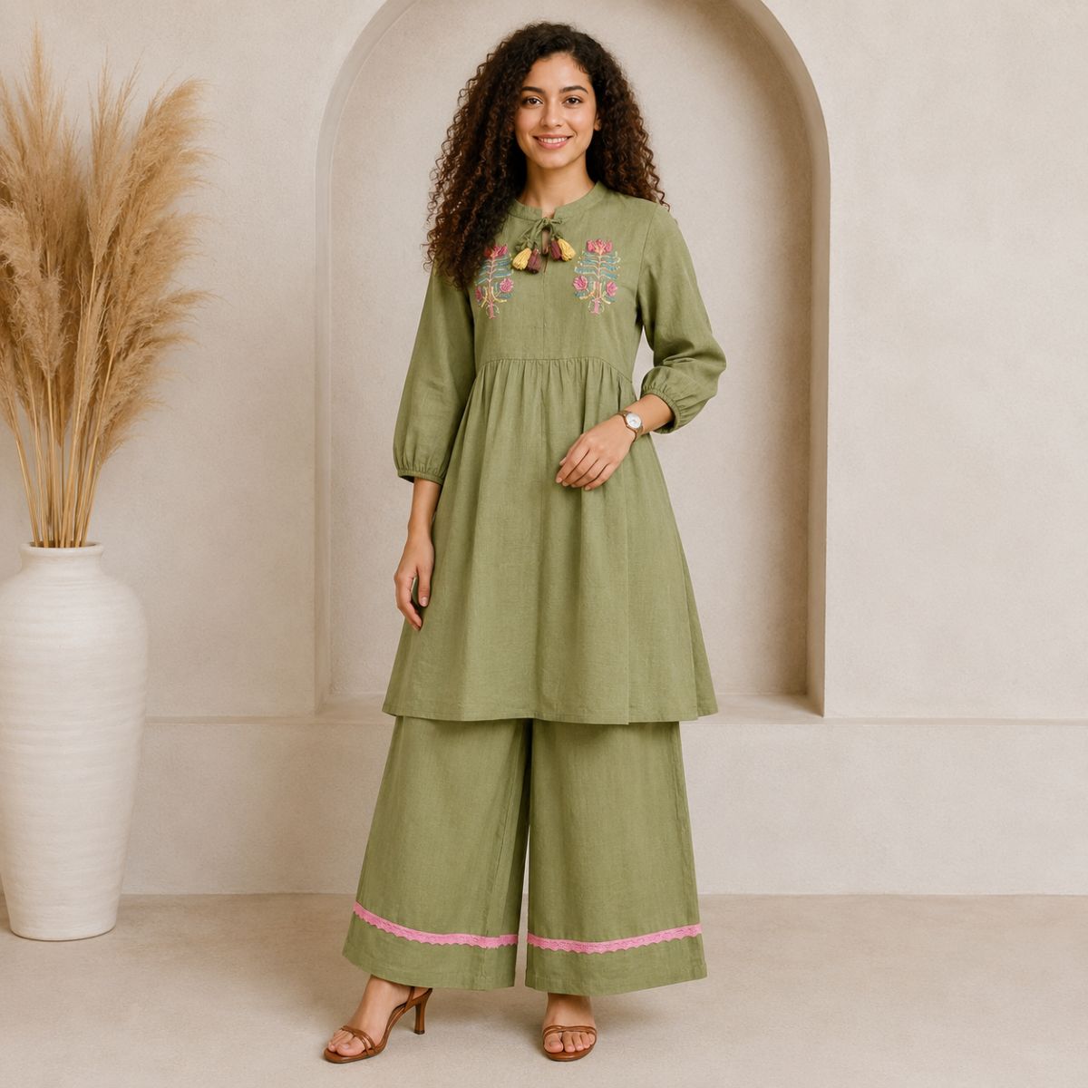 Olive Green Cotton Flax Image