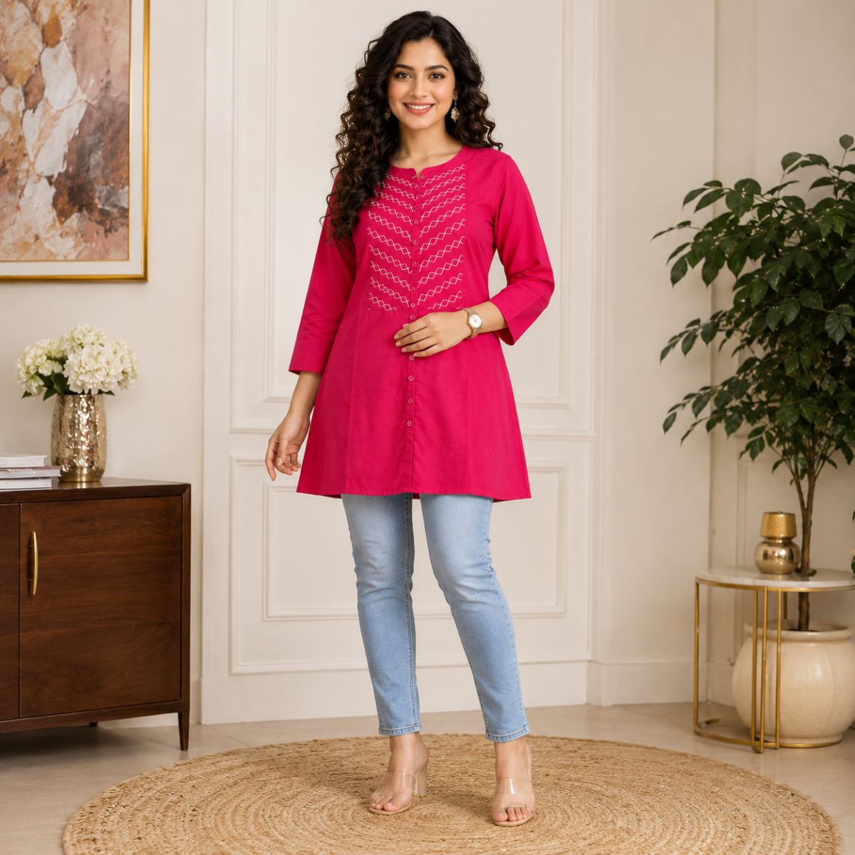 Ruby Magenta Cotton A-Line Image