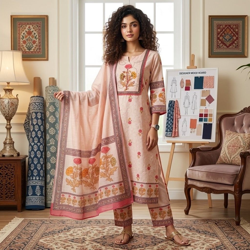 Elegant Peach Cotton Anarkali Image