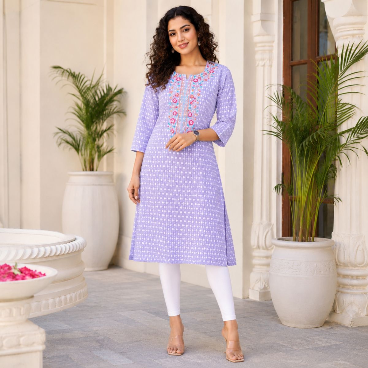 Lavender Blossom Bandhani Kurti Image