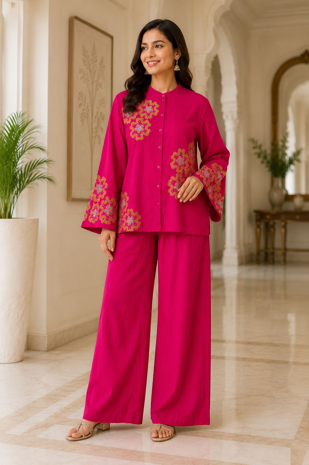 Fuchsia Bloom Embroidered Co-ord Image