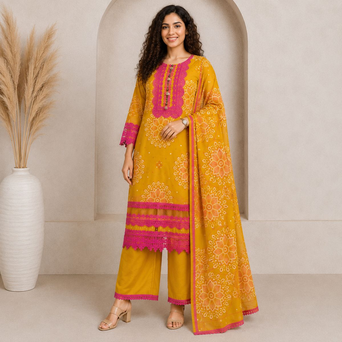 Monsoon Chunri Heritage Embroidered Lawn 3-Piece Suit