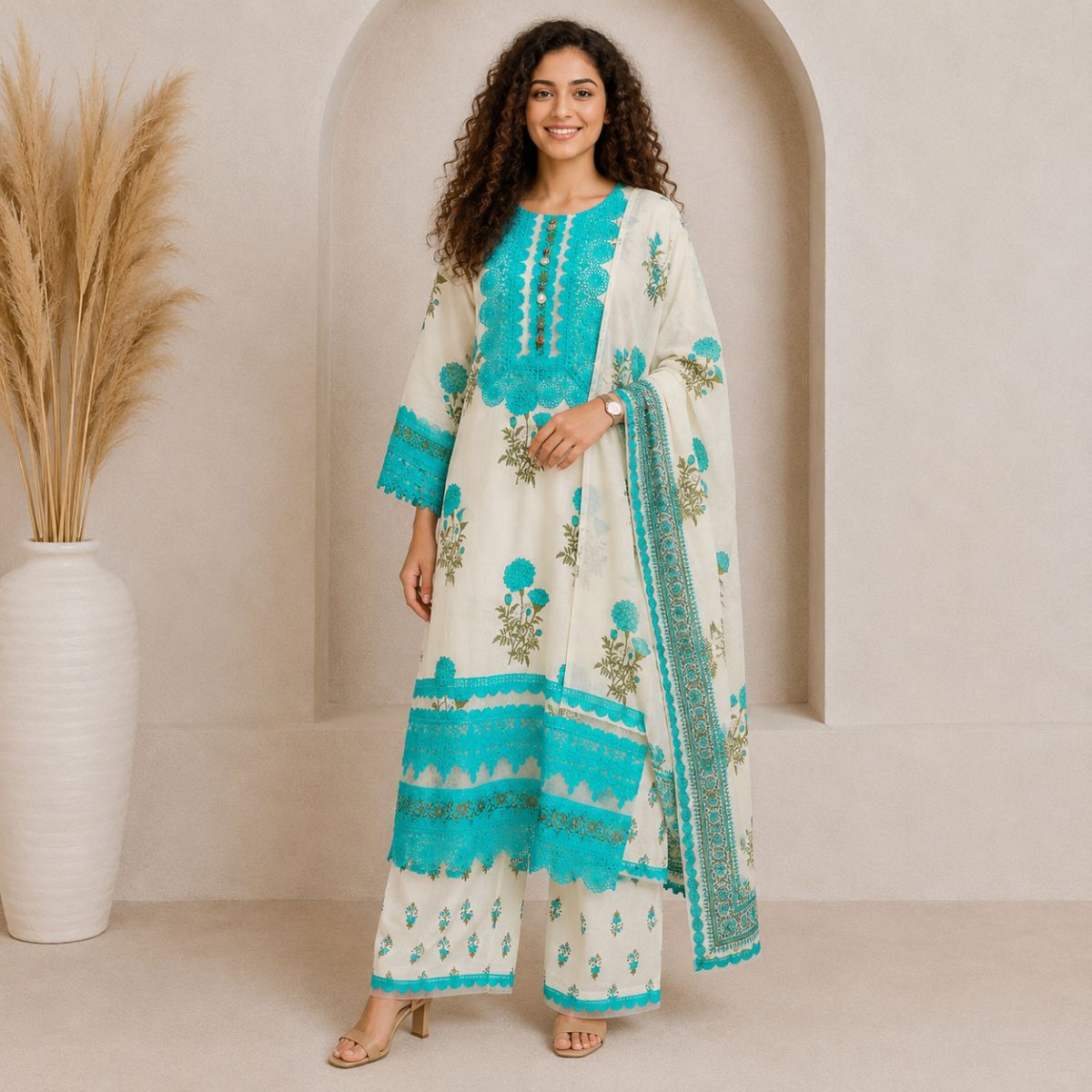 Bin Saeed Premium 3-Piece Embroidered Lawn Suit Set