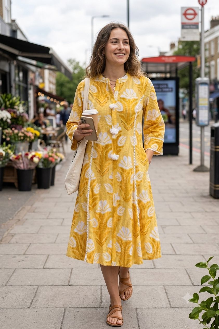 Embroidered Cotton Flared Kurti