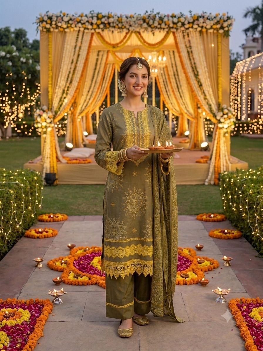 Premium 3-Piece Embroidered Lawn Salwar Suit Set