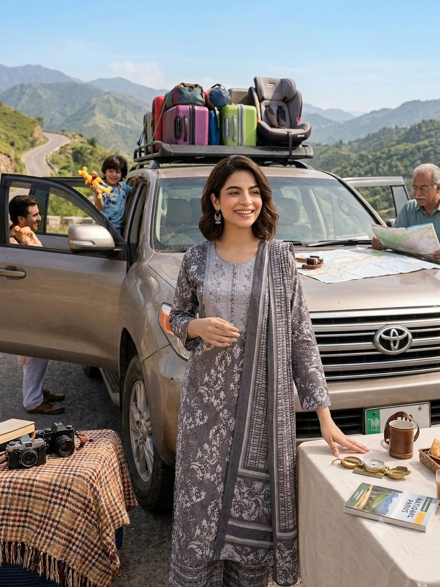 Slate Grey floral embroidered Cotton Kurta Pant Set with Dupatta